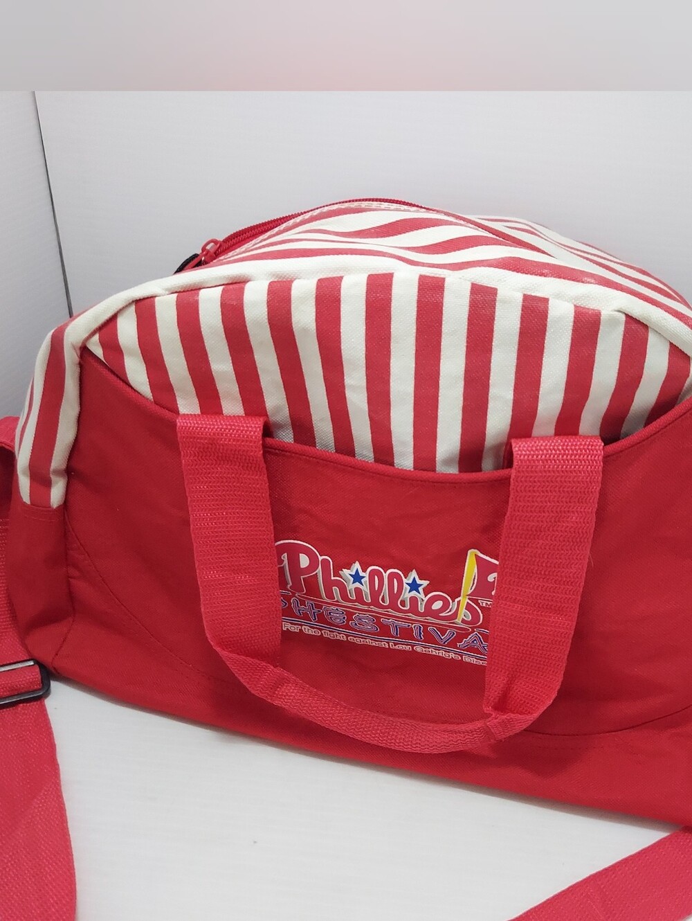 Philadelphia Phillies Red Striped Duffle Bag 16.5"×7"×11"